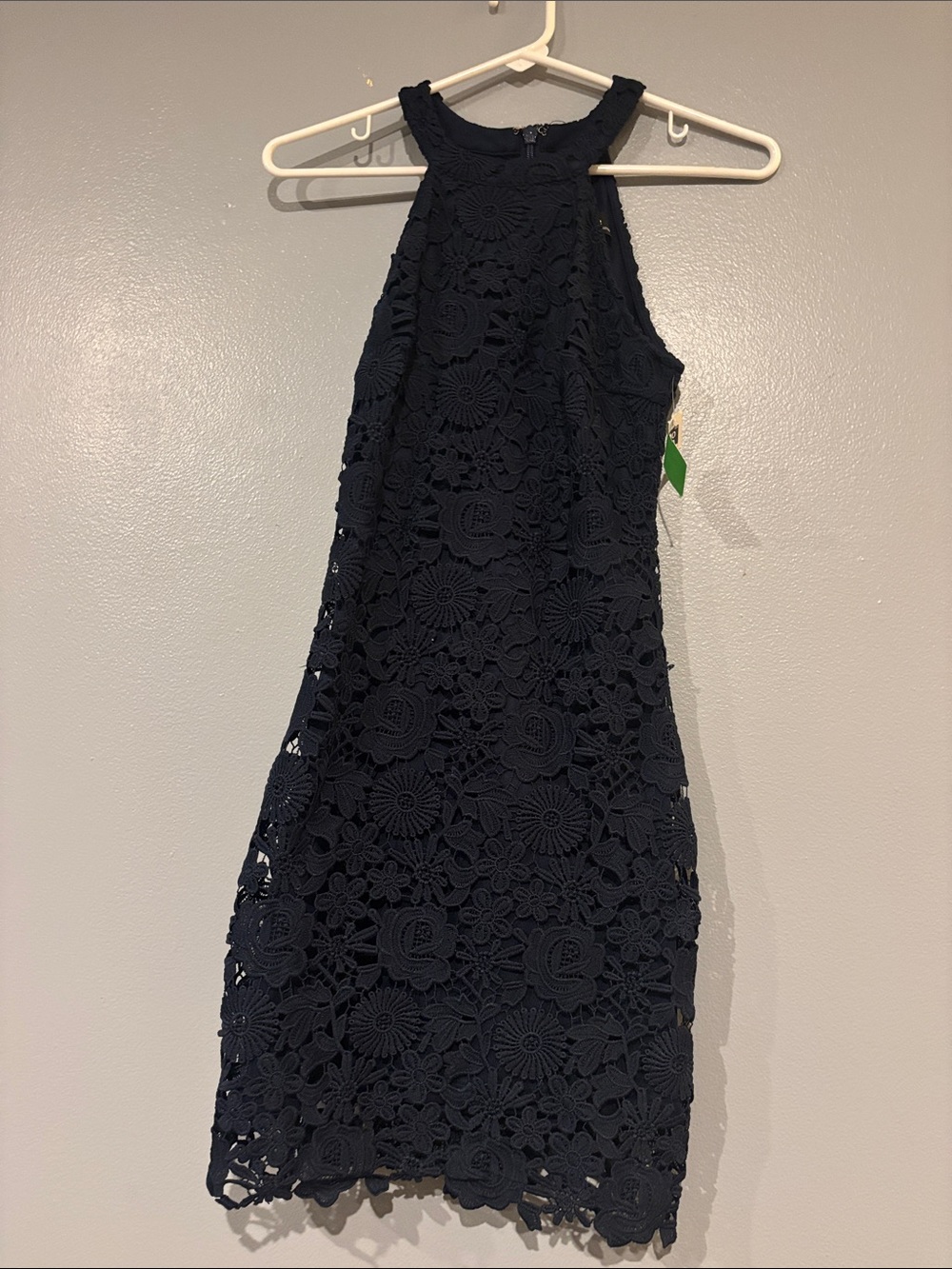 Lulu's Navy Crochet Halter Lace Dress